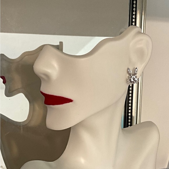 Rhinestone Bunnies Easter Bunny Jewelry. Earrings For Easter. Great Gift Idea - Picture 4 of 4